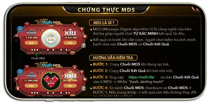 Hướng dẫn kiểm tra chuỗi Tài Xỉu MD5 Go88